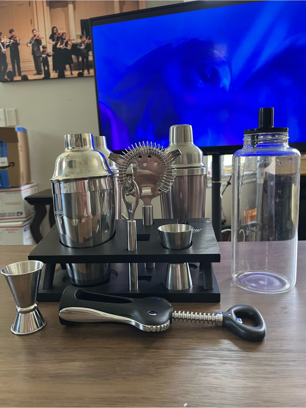 Stainless Steel Cocktail Bar Tool Set with Stand